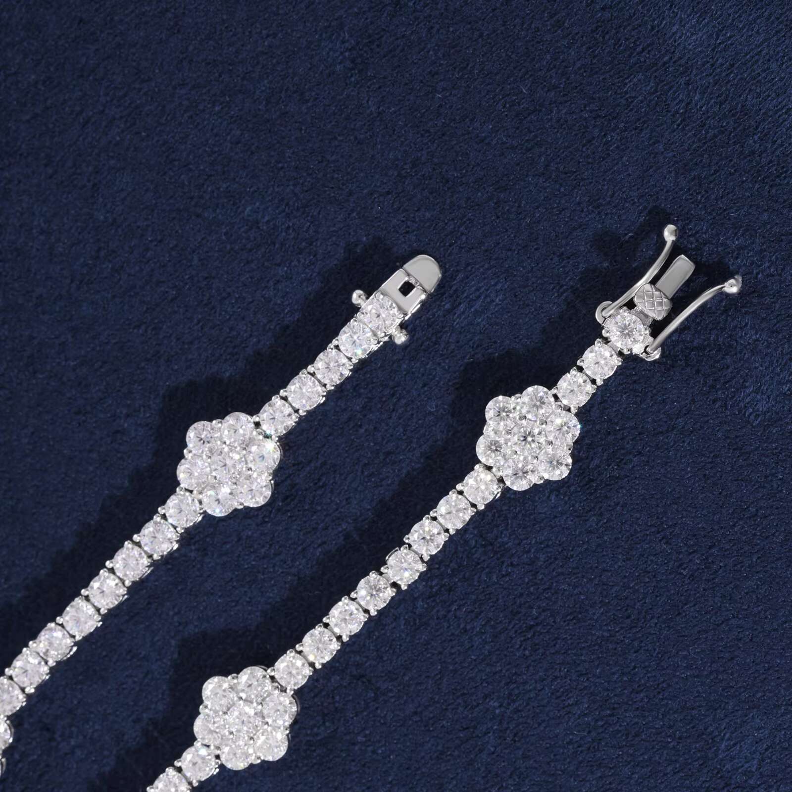 Fine Flower 3mm VVS D Moissanite 925 Sterling Silver Tennis Bracelet Gold Silver Plated Vintage Style for Gifts Parties