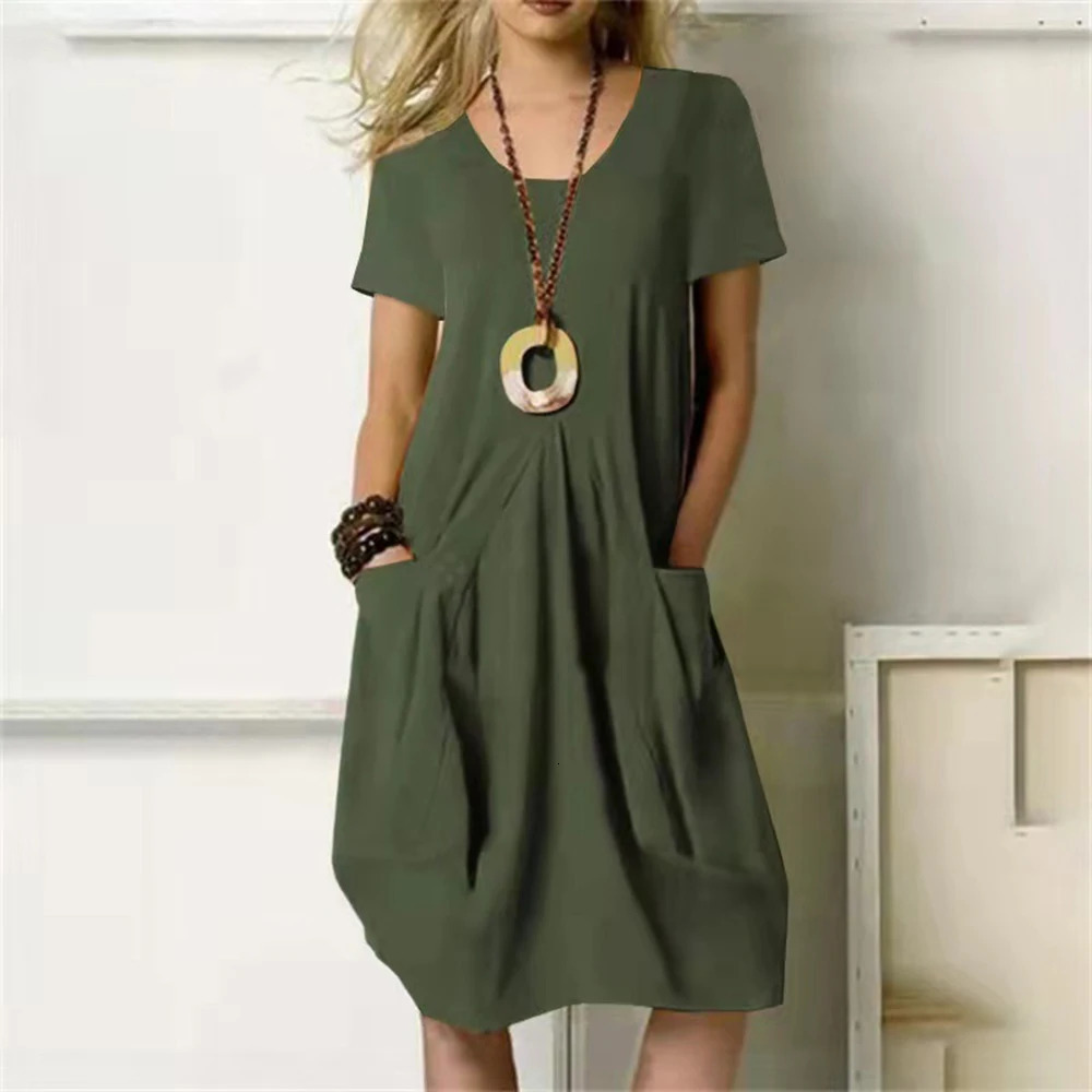 Ultra fine cotton linen womens long skirt summer casual plus short sleeved plus size mini leather jacket womens vest long robe 250409