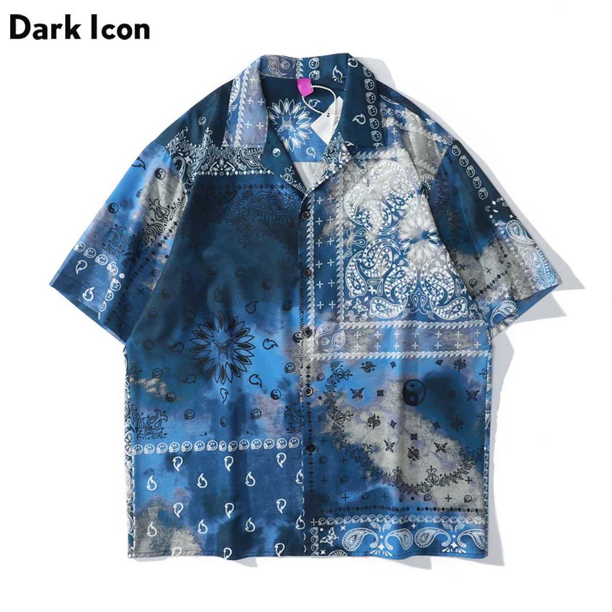 Black Tie Stained Bandana Button Mens Paisley Retro Mens Shirt Day Beach Hawaii Shirt 2023 Summer Mens Neoprene X250410