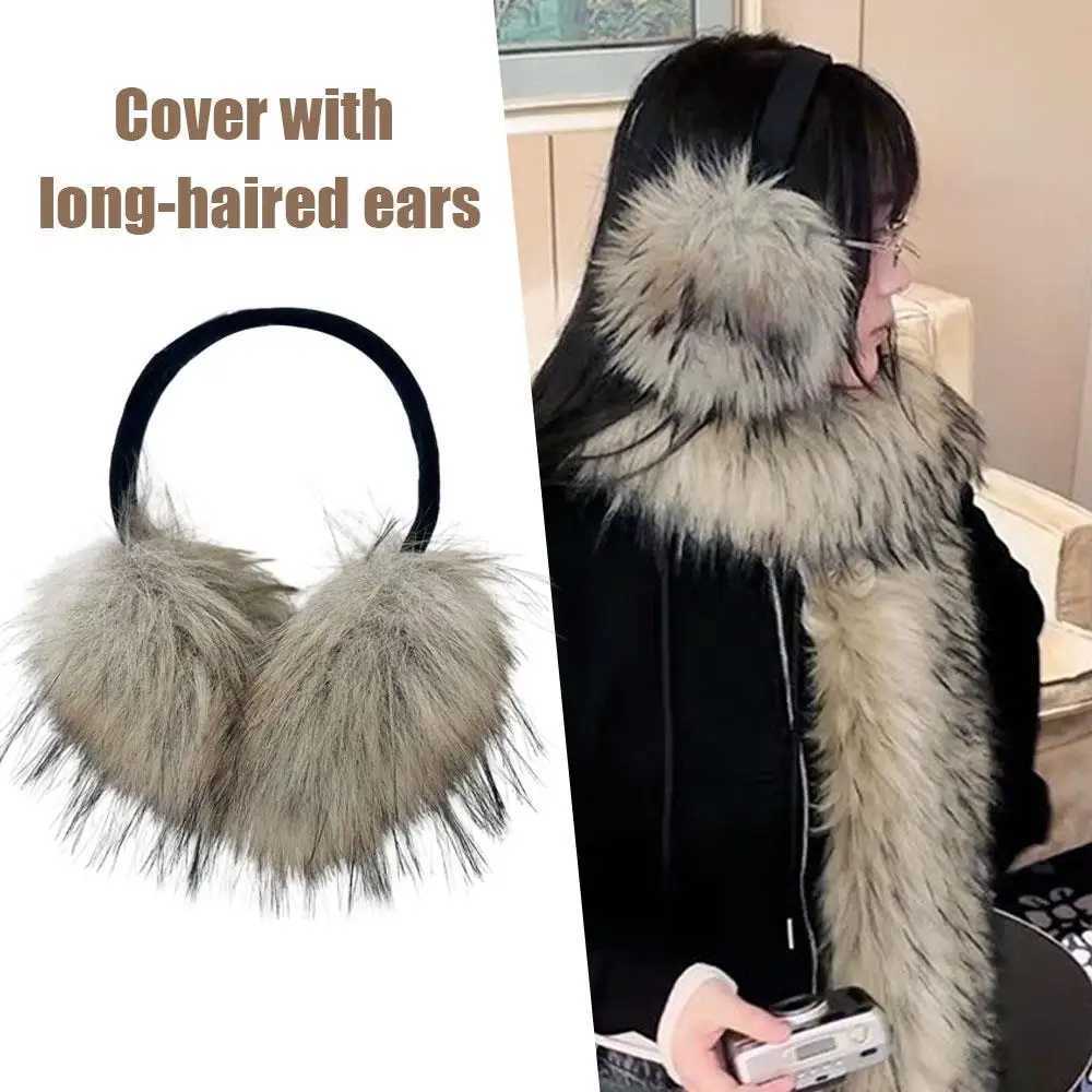 Y2k Korean Plush Furry Earmuffs Imitation Raccoon Fur Fashion Women Earflap Winter Windproof Warm Cycling Ear-Muffs Ear Cover W251110
