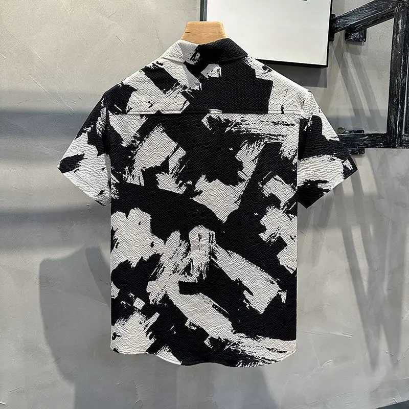Summer hip-hop mens and womens fashion street personality Japanese print short sleeved couple loose retro casual Harajuku X250410