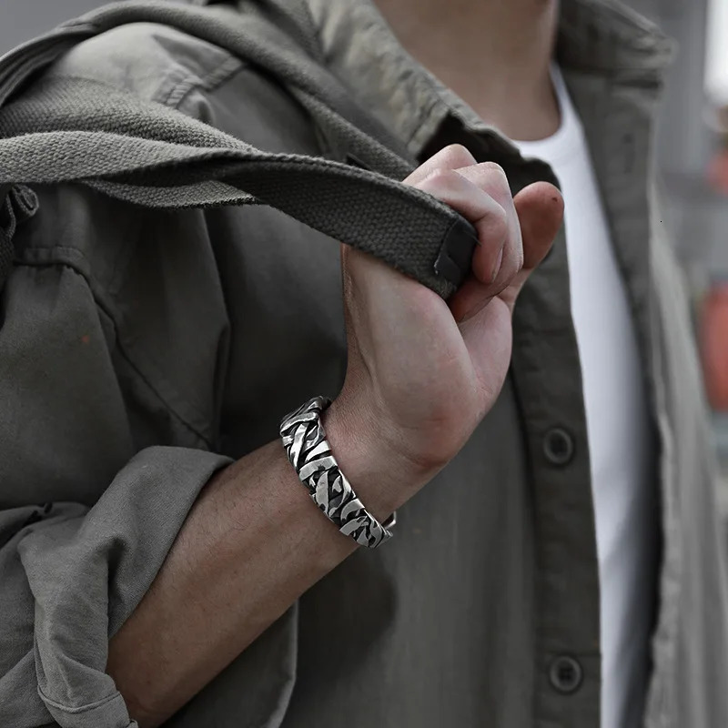 925 Sterling Silver Bracelet Bangle Punk Wide Irregular Geometric For Woman Man Fashion Jewelry Gift Dropship Wholesale 250409