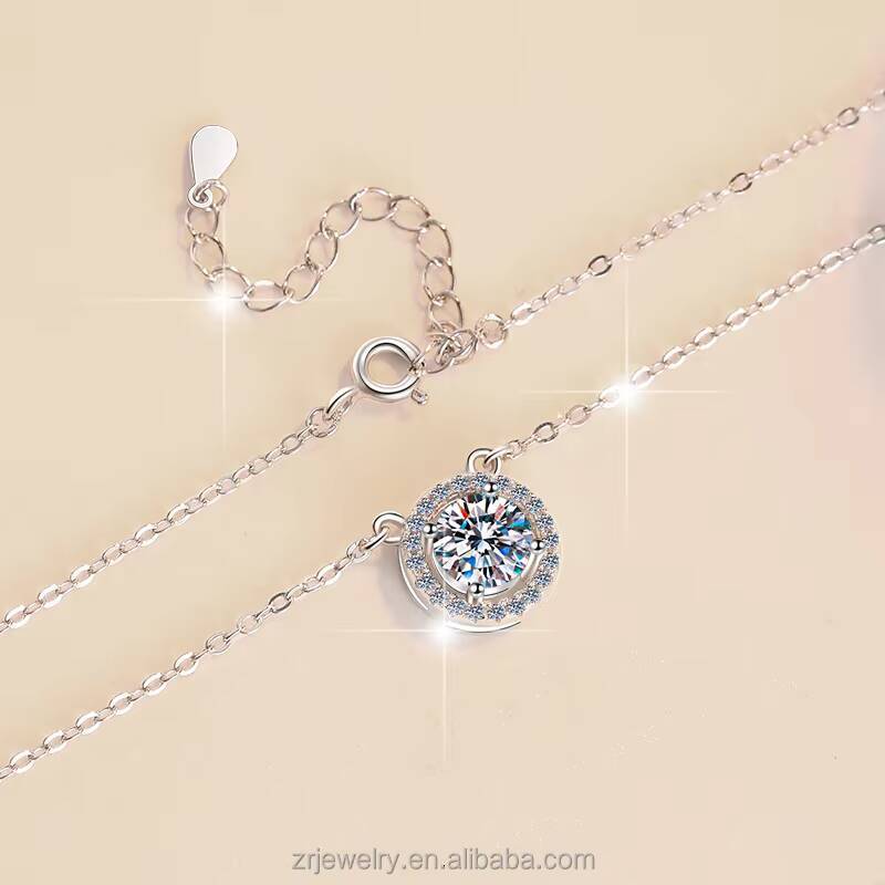 Round Cut Pendant S925 Sterling Silver Moissanite Necklace Jewelry GRA Certified Mossanite Necklace