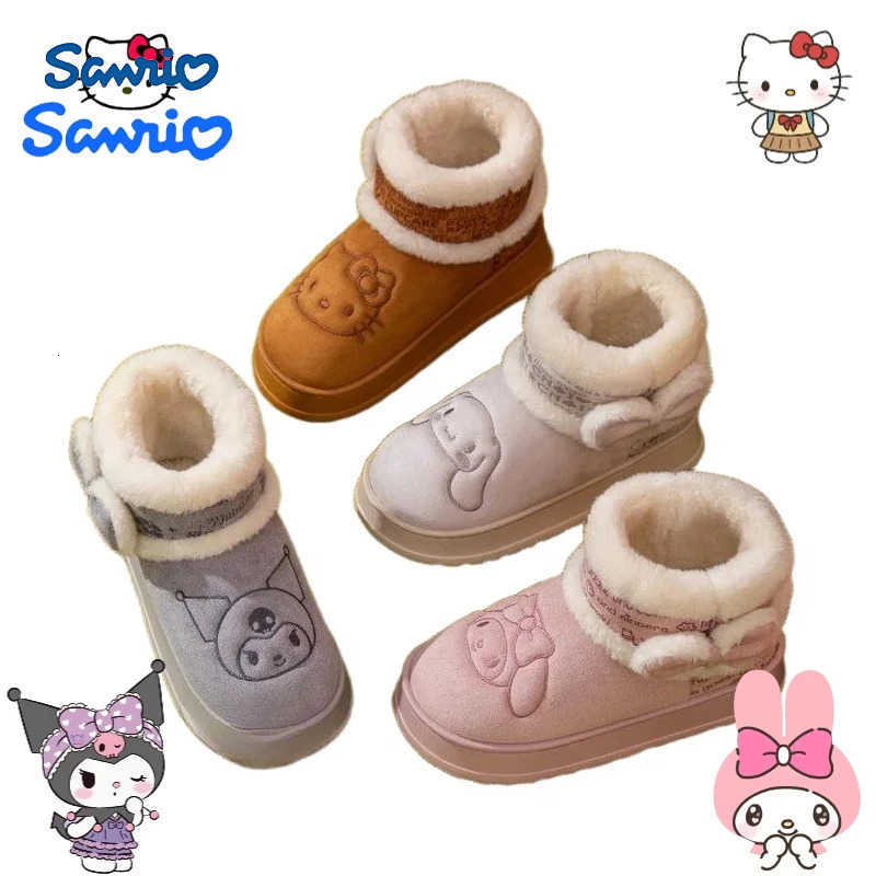 Sanrio Hello Kitty cartoon cute cotton shoes creative Kawaii for boys and girls winter warm non-slip snow boots gift wholesale H251110