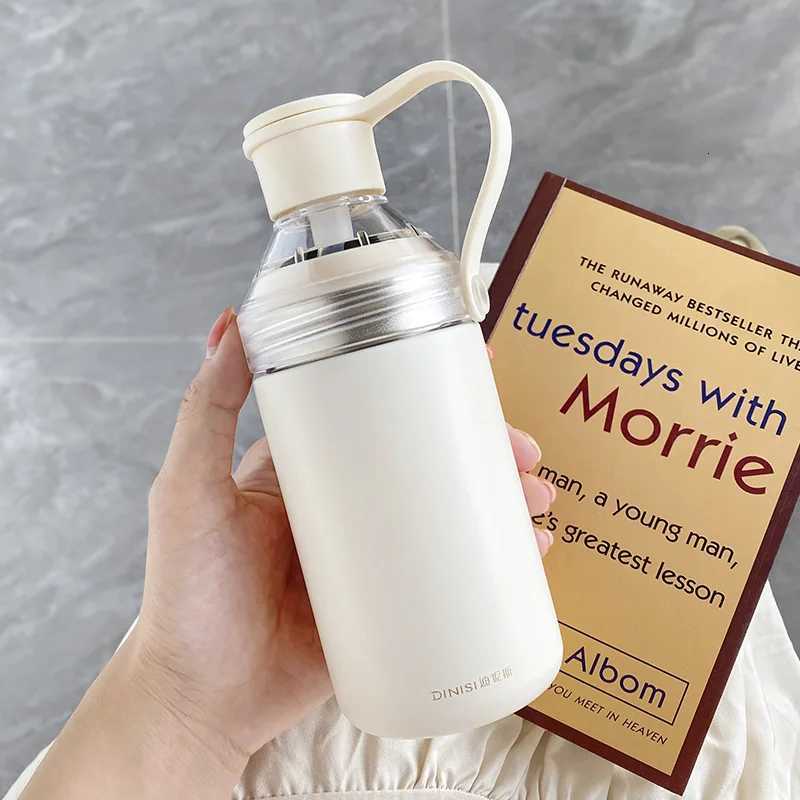 Fashionable cup 316 Stainless Steel Thermos Cup Ins Wind Flower Tea Cup High-looking Portable Straw Water Cup Double Drinking Cup Coffee Cup Y251110