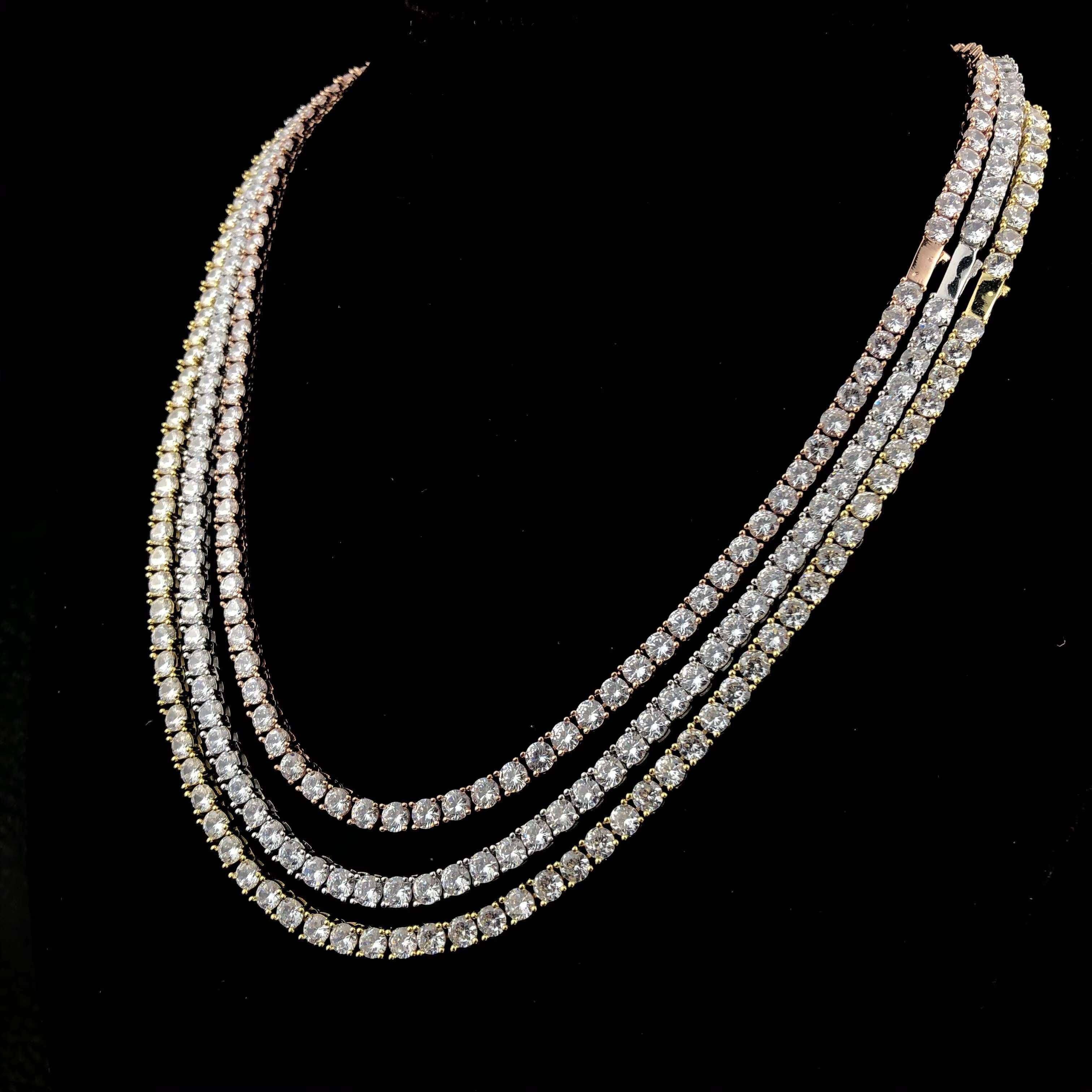 925 Sterling SIlver Diamond Bracelet 2MM Iced VVS Moissanite Tennis Link Chain Men Women