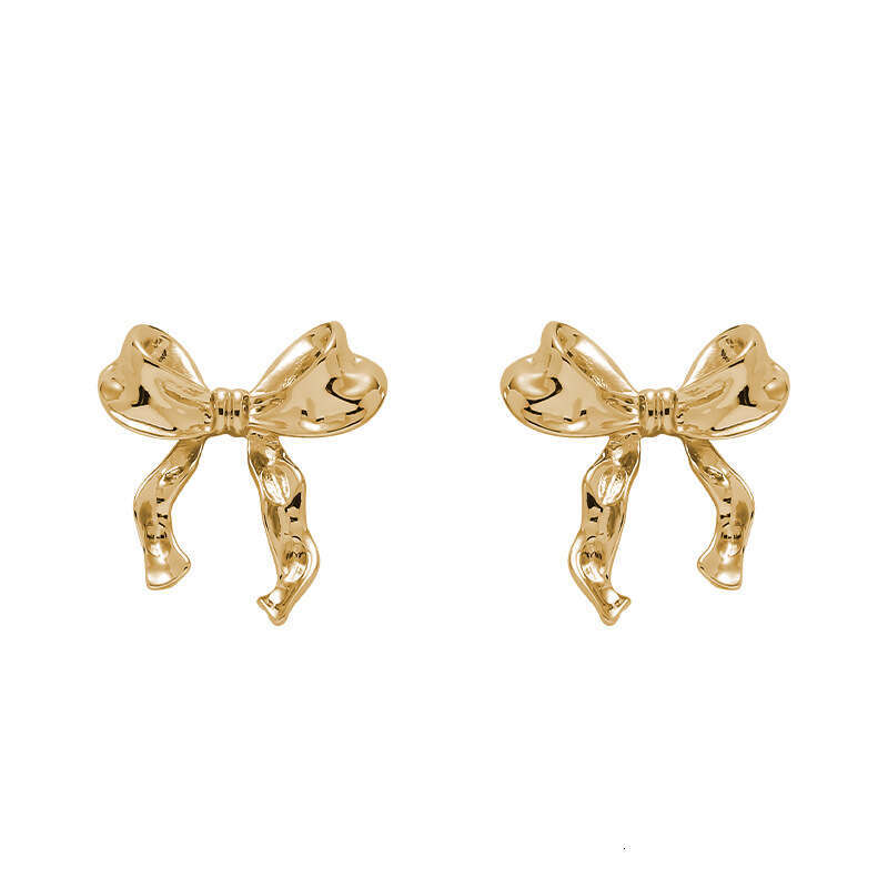 European and American Cross-Border Bowknot Earrings for Women, Niche Design, Sweet Cool Simple Style, Personality Stud Earrings, Fashionable Versatile