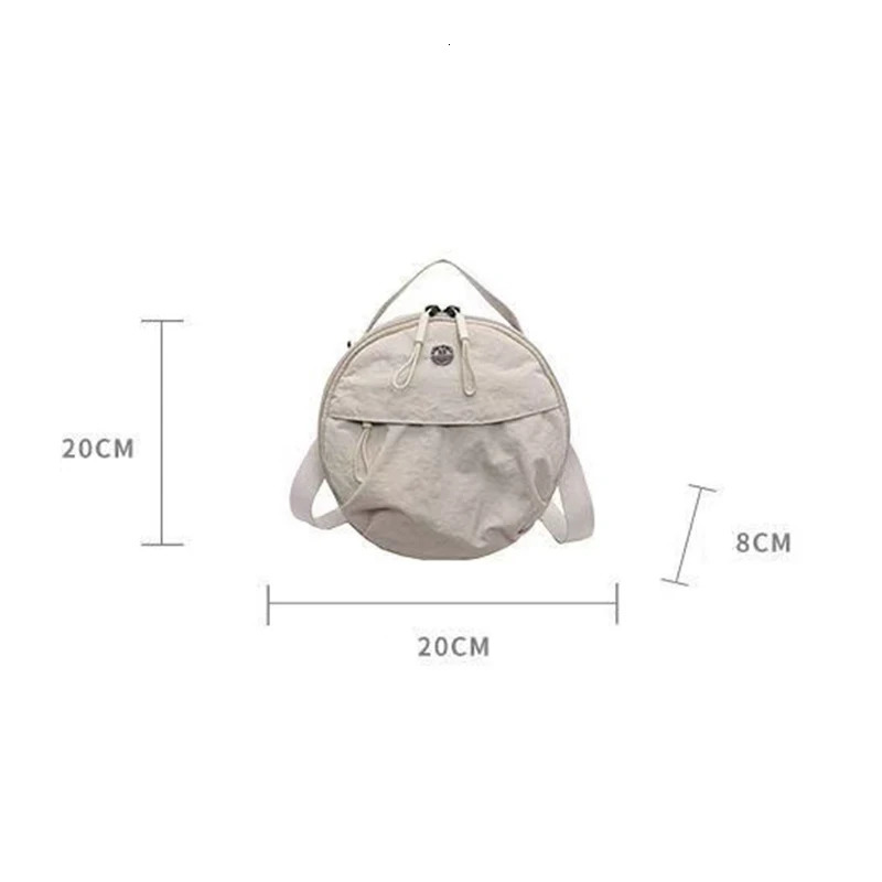 Commuting Canvas Round Cake Bag Women Niche n Handheld Pleated Fashionable Simple Crossbody Singleshoulder Zipper 251110