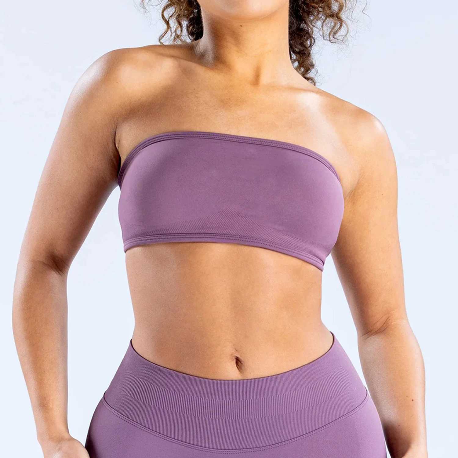 No impact no back Bandeau sports bra womens gym top crop seamless tube bra yoga top sports bra push up fitness gym braXJ250410
