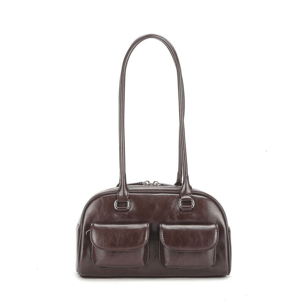 Korean niche spliced shoulder Yunzhen same style dizziness pin bowg Boston armpit bag women chubby 2025 temperament versatile new trend clothing ins