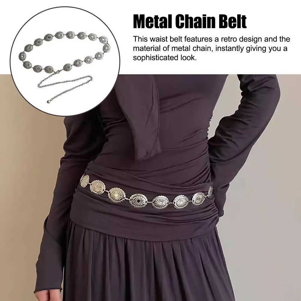 Ethnic style retro metal waist chain Bohen silver metal chain strap Wens Fashion Accessories X250410