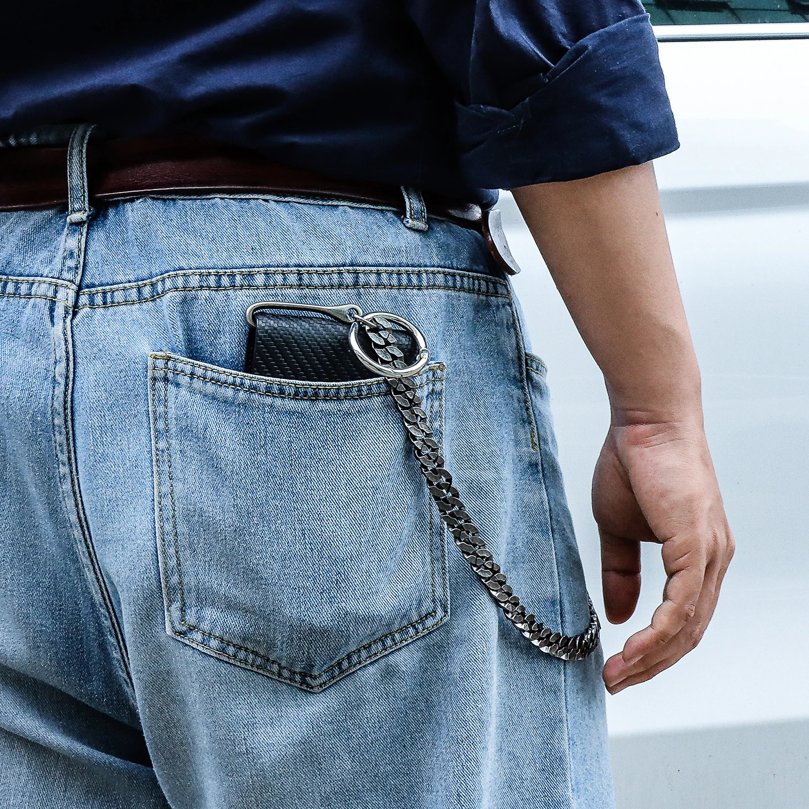 Metal keychain wallet belt chain mens waist jeans hiphop pants jewelry accessories 250410