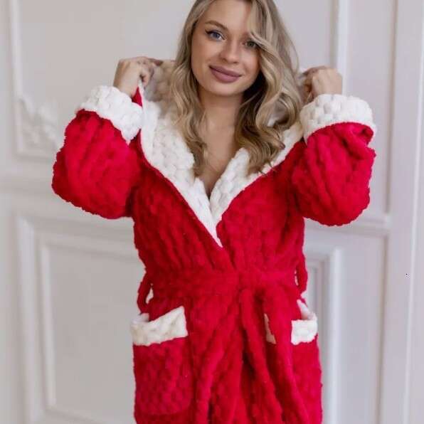 Pajamas Autumn Winter Cross-Border Fleece-Lined Thickened Furry Jumpsuit Hooded Pajamas Parent-Child Outfit