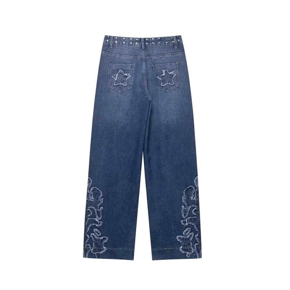 New womens clothing European and American style fashionable simple and versatile embroidered low waisted jeans C251110