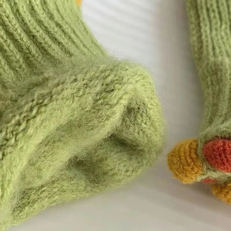 Korean INS-Style Womens Fleece-Lined Knitted Gloves for Winter - Warm Cute Touchscreen-Compatible Suitable for Cycling 251106