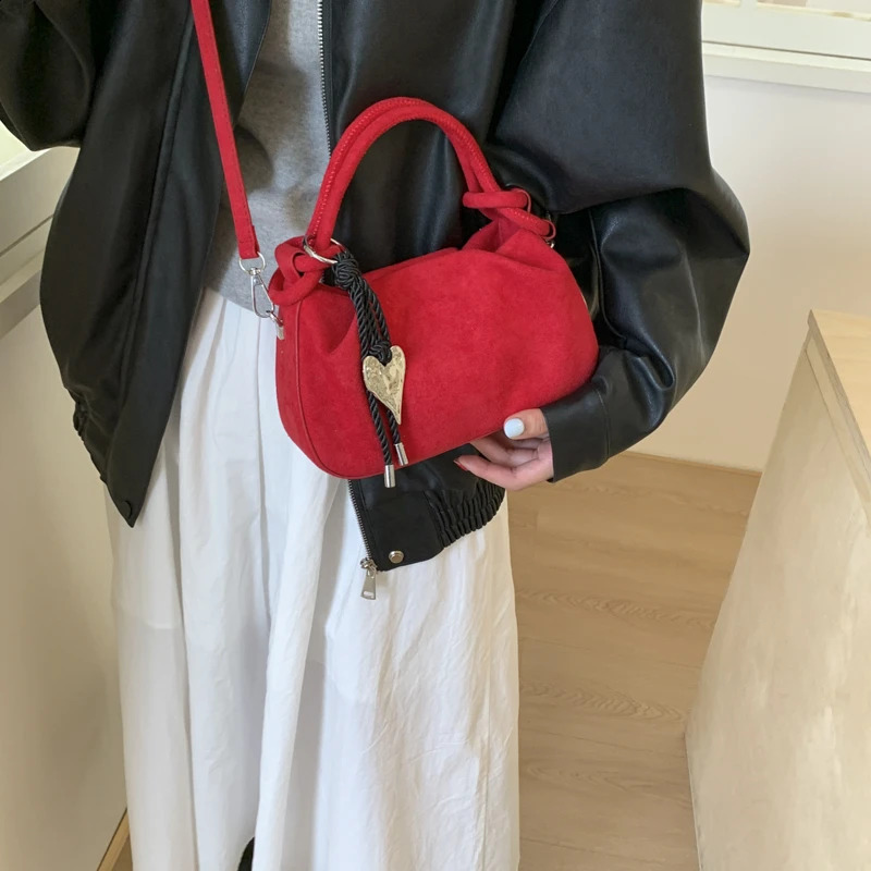 Faux Suede hasp sewing thread Shoulder Bags Simple Ladies Bags on Sale 2025 Versatile Commuting Solid Color Crossbody Bags 251106