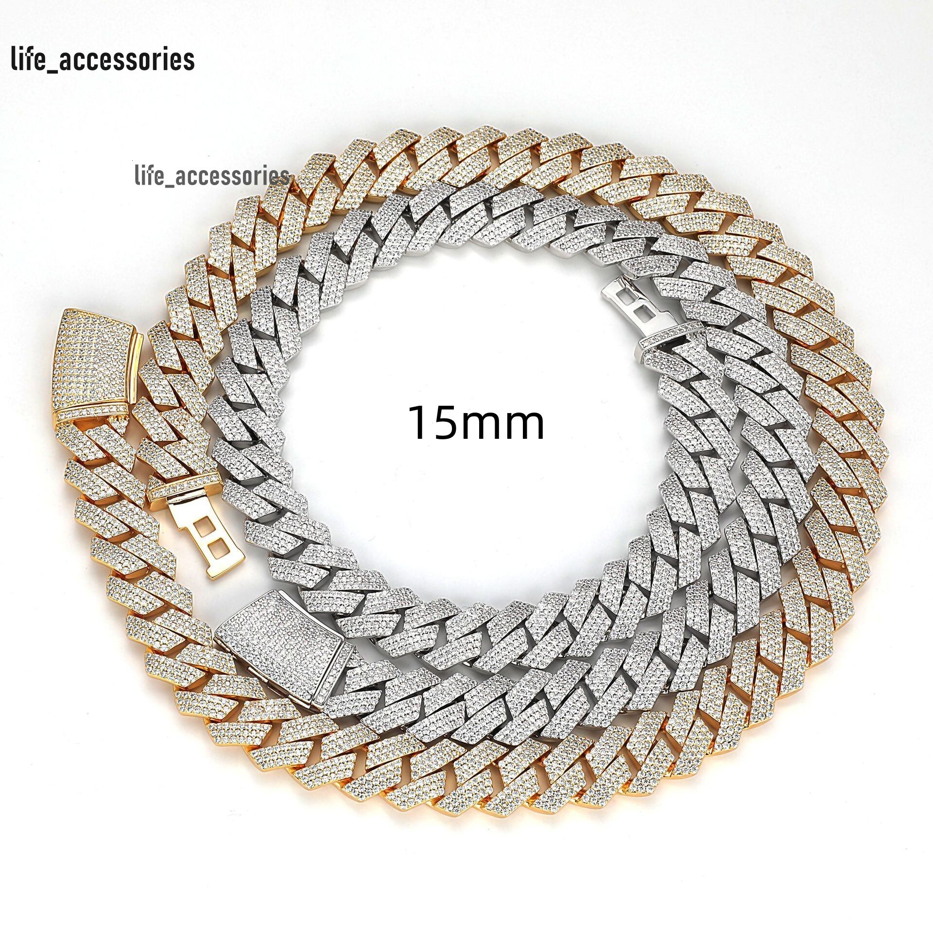 15mm 18mm Luxury Pass Diamond Tester GRA VVS D Color Moissanite Hip Hop Miami Cuban Link Necklace for Men