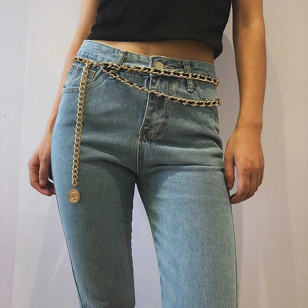 Elegant Mti layer chain strap suitable for fashionable gold silver metal high waisted chain dresses womens tassel straps y2k X250410