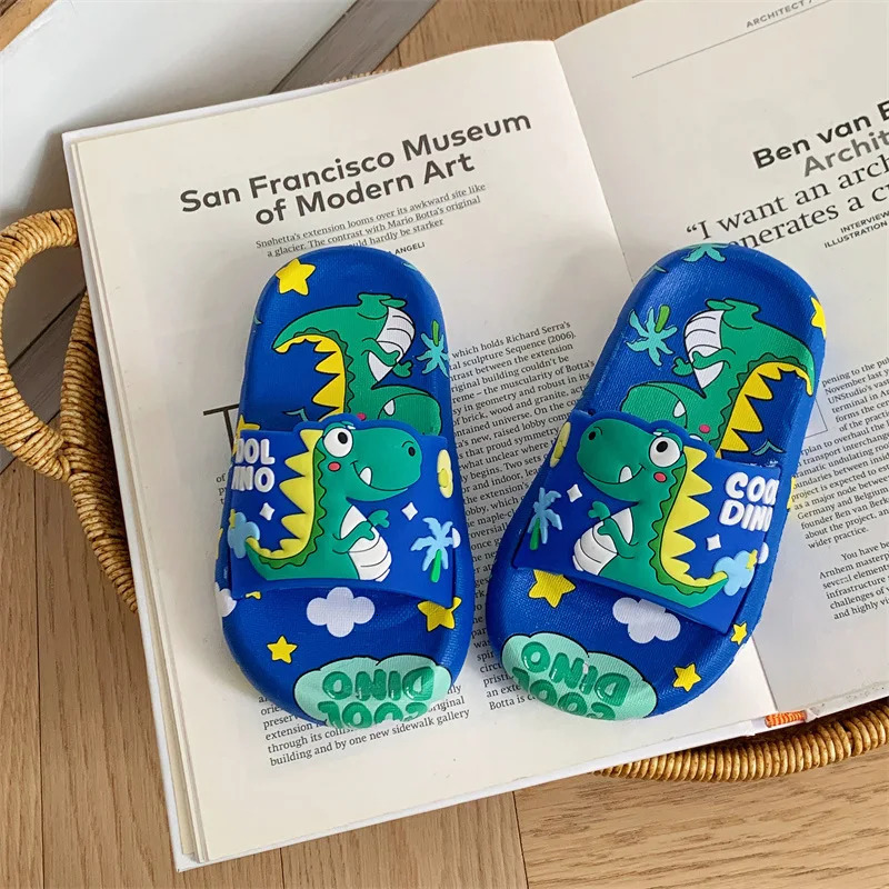 Childrens summer slider baby girl cute cartoon dinosaur anti slip soft bottom bath slider indoor bath childrens beach sandals 250409