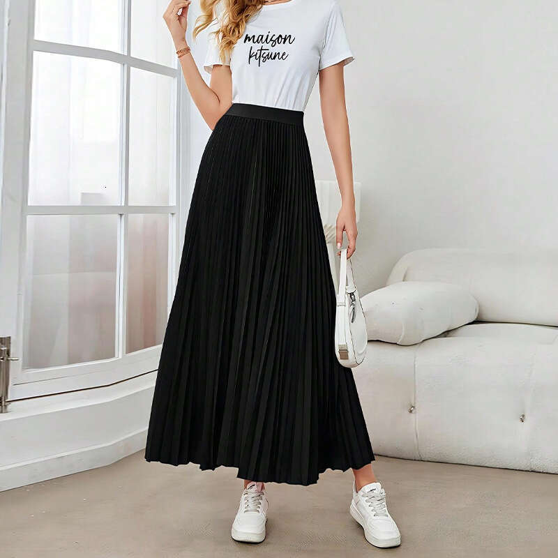 Rui Chuo 2025 Cross-Border Foreign Trade Independent Station European and American Style Elegant Pleated Flared Umbrella Polyester Skirt for Women