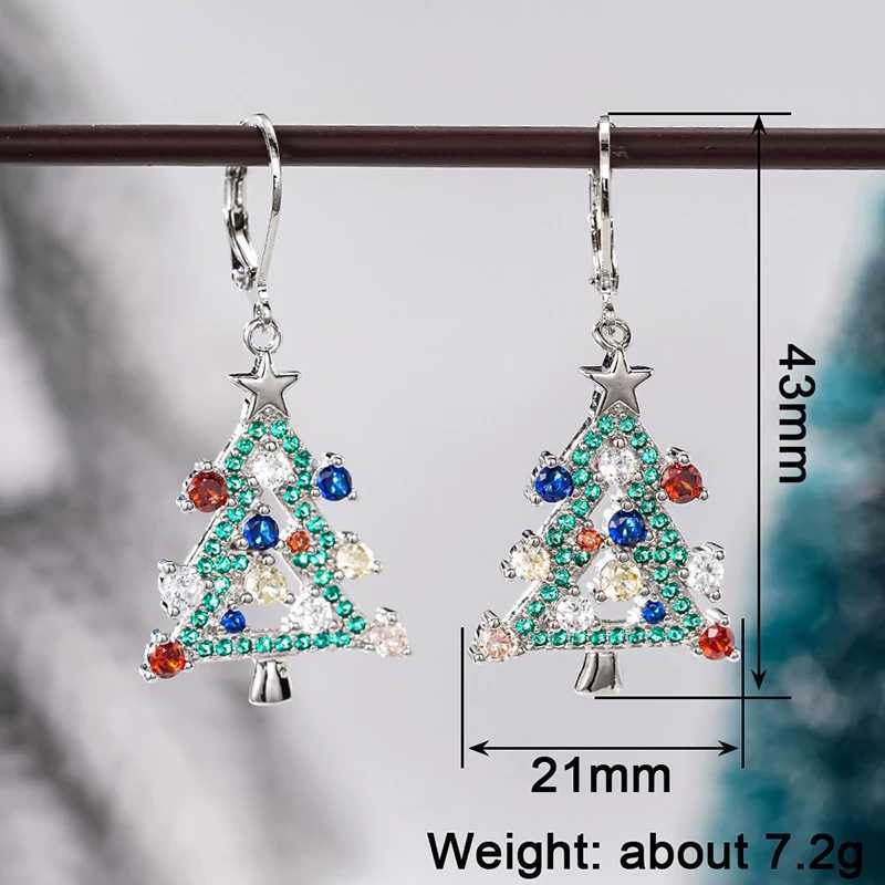 Huitan Creative Colorful Christmas Tree Drop Earrings for Women Shiny Fancy Cubic Zirconia Festival Jewelry Charms Party Jewelry J251110