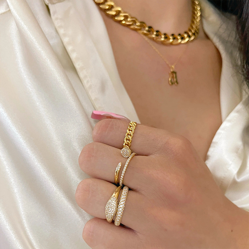 Original Design Diamond Nail Designer Women's Ring Light Luxury Niche Design High End Daily Multi Functional Open Fashion Ring Tail Ring