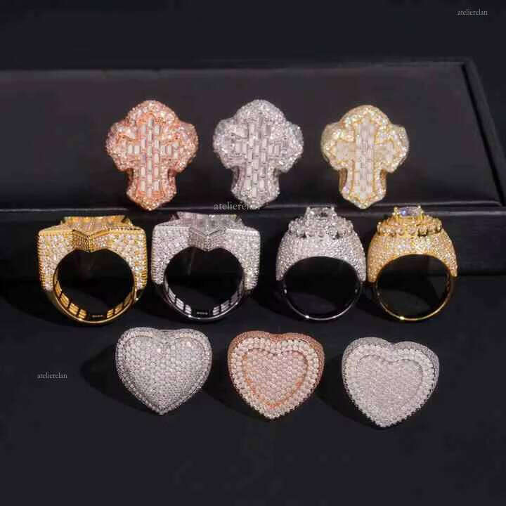 Fashion GRA Certified Hip-Hop Moissanite Custom Design Iced Out Men's 925 Gold Plated Luxury Wedding Ring Jewelry