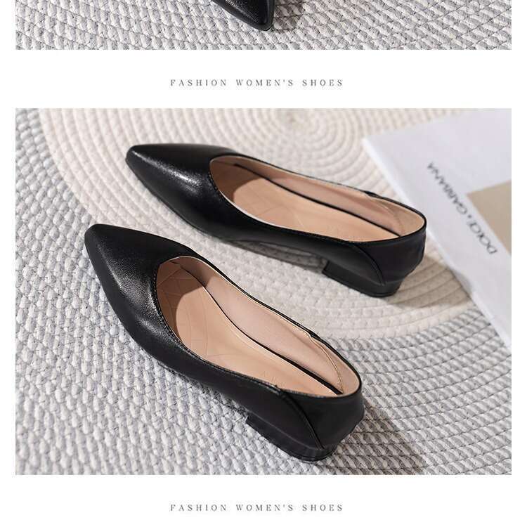 Woman Sandals Spring And Autumn Single Low Heel Versatile New Commuter Soft Leather Work Flat Shoes Women S Shallow Mouth Pointed