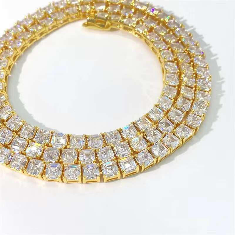 Fine Jewelry Hip Hop 925 Sterling Silver Zircon Diamond Cluster Iced Out Tennis Chain Bracelet Necklace for Men Women