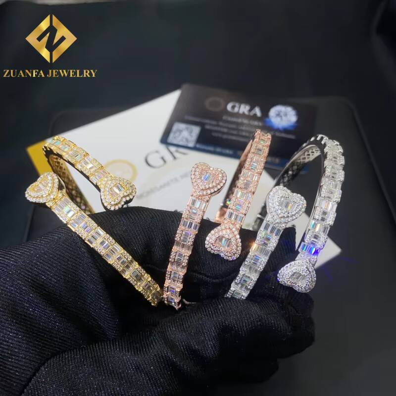 New Arrival Designs Moissanite Heart Bracelet 925 Silver Pass Diamond Tester Moissanite Womens Bracelet with GRA Certification