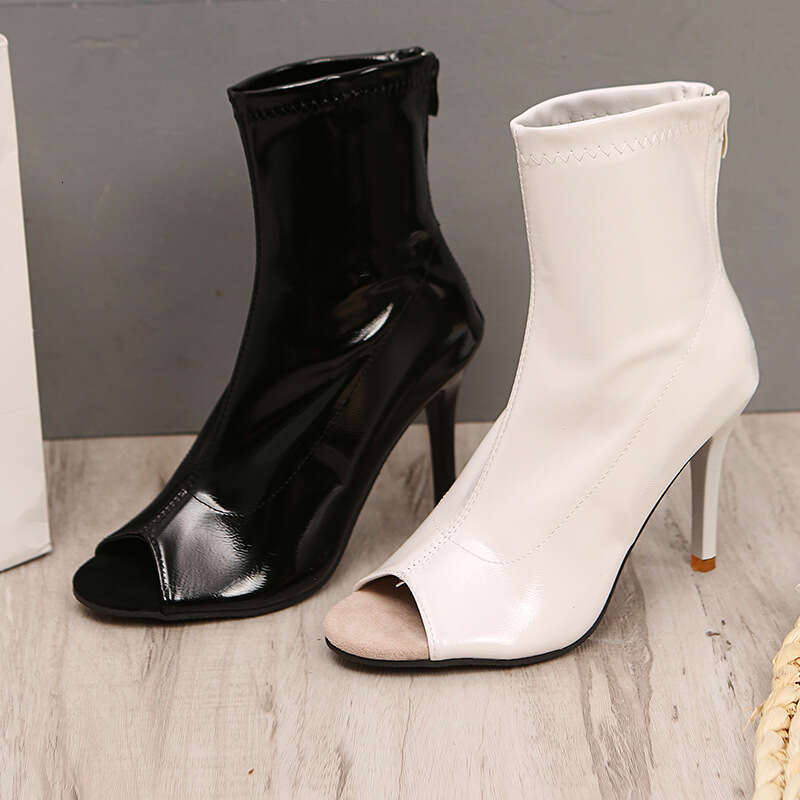 Woman Sandals Autumn New Sexy Fish Mouth Open Toed High Cool Thin Heels Round Head Jazz Dance Short Boots