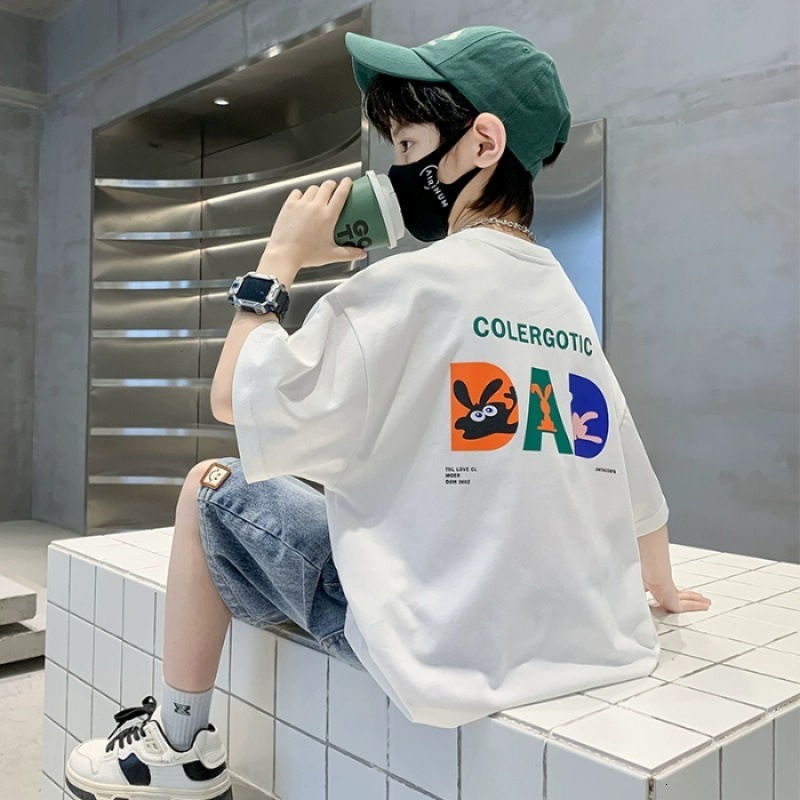 GS- Ddmyshoesvip Boys Clothes Short T Shirt Middle Aged Children S Clothing Summer New Style Boys Half Sleeved T Shirt Top Trendy