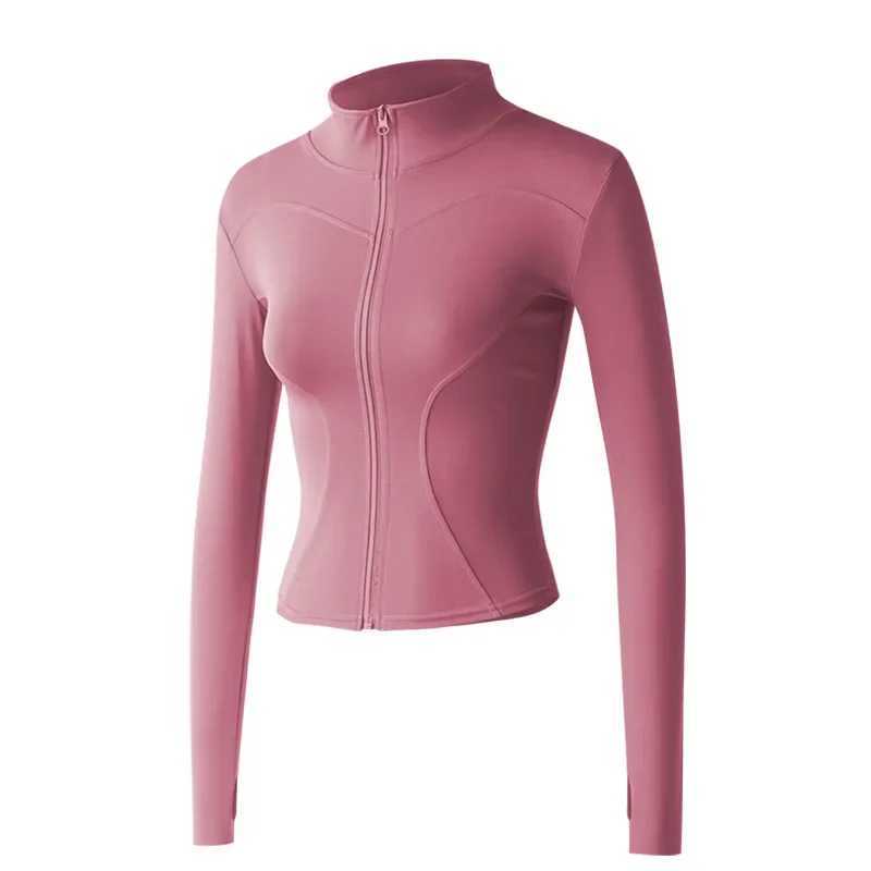 Womens zipper fitness clothing long sleeved sports jacket pocket yoga shirt quick drying gym top-notch sun protection sports shirt running jacketXJ250