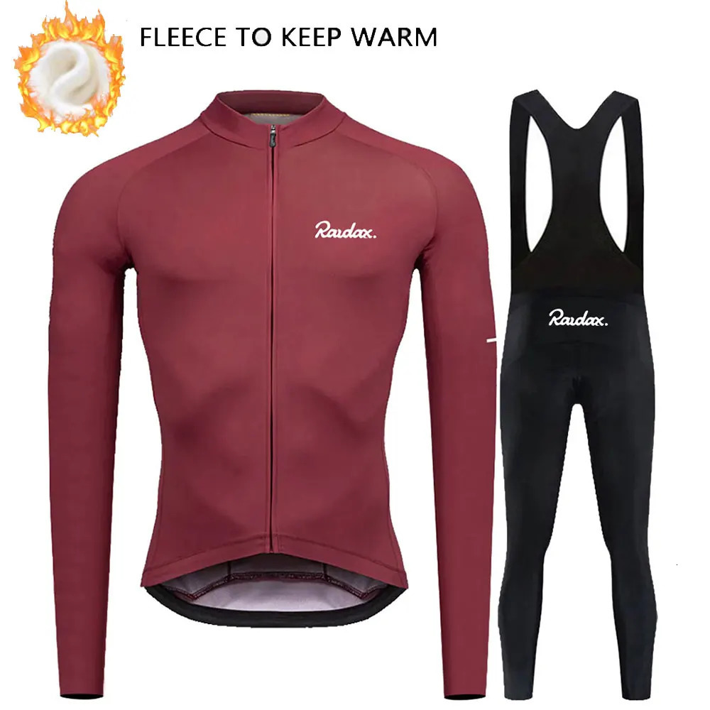 RAUDAX Winter Thermal Fleece Cycling Jersey Set Mans Long Sleeves Cycling Kits Mountain Bike Jersey Road Bike Cycling Suit 250409