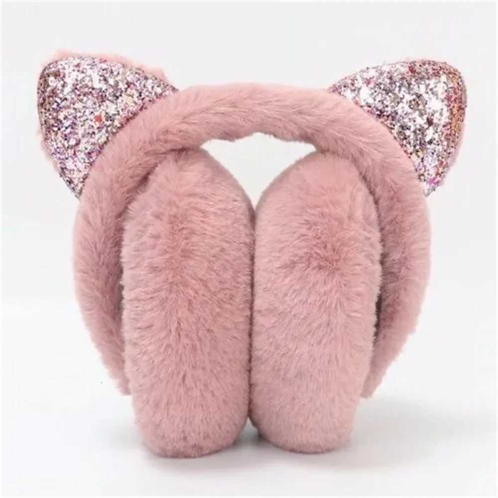 Winter Warm Plush Earmuffs Earflaps for Women Children Riding Ski Ear Protection Cartoon Cats Ears Fur Soft Cashmere Earflaps W251110