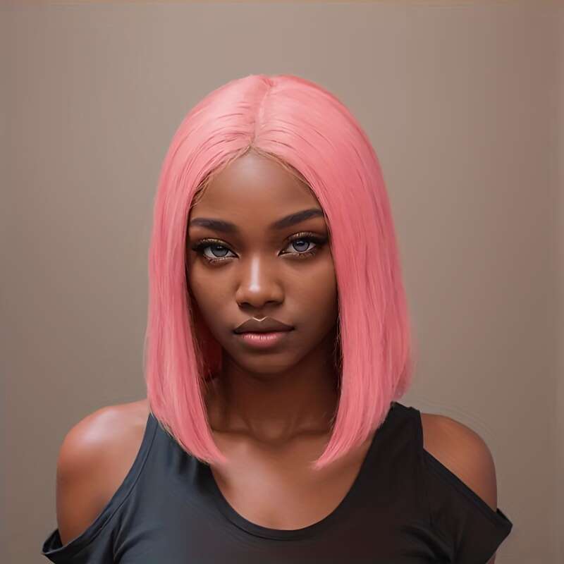 - Bob Straight 13X4 Lace Frot With Pre-Plucked Hairlie 150% Desity For & All Ethicities, Short Wig, Fashio Accessory Rose Pik Wig | Huma Hair