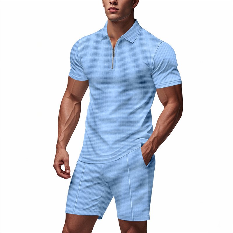 2025 Summer Mens Polo Casual Loose Short sleeved Shorts Sports Set