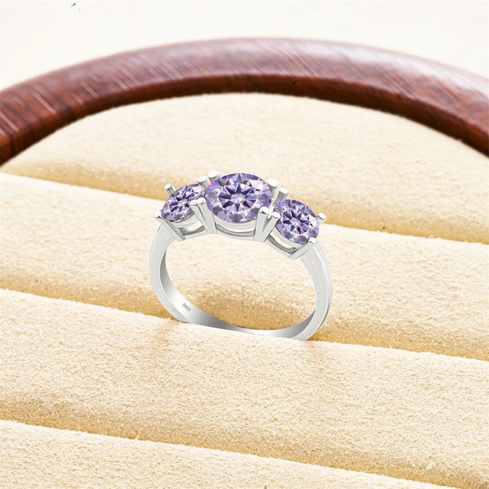 Total 4 carat ring D Color VVS1 EX Round Ring 925 Sterling Silver Ring Women Engagement Wedding 251103