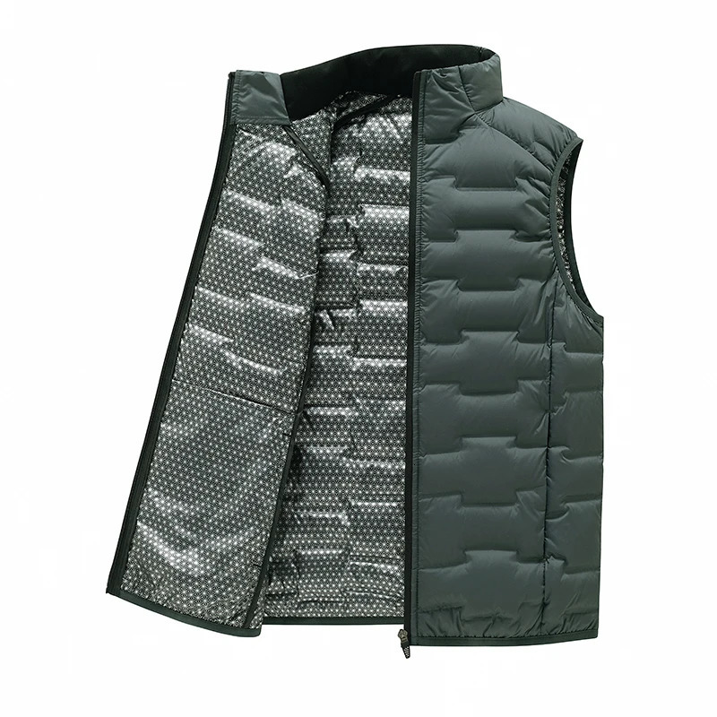 White Duck Down Vest with Thickened Stand Up Collar Trendy Mens Windproof Vest Couple Style Graphene Self Heating Sports Vest 251105