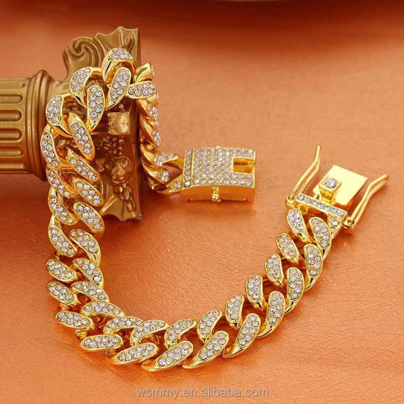 Hip Hop Colorful Cuban Chain Necklace Personalized Joias Zinc Alloy Water Dia Fashion Accessories