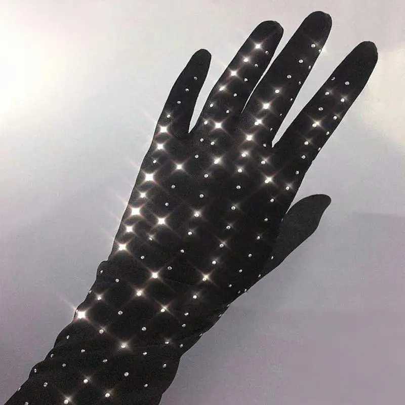 Ladies Gloves European and American Fashion Hot Drill Sequins Stretch Silk Satin Long Gloves Wedding Accessories Gloves C021 L251110