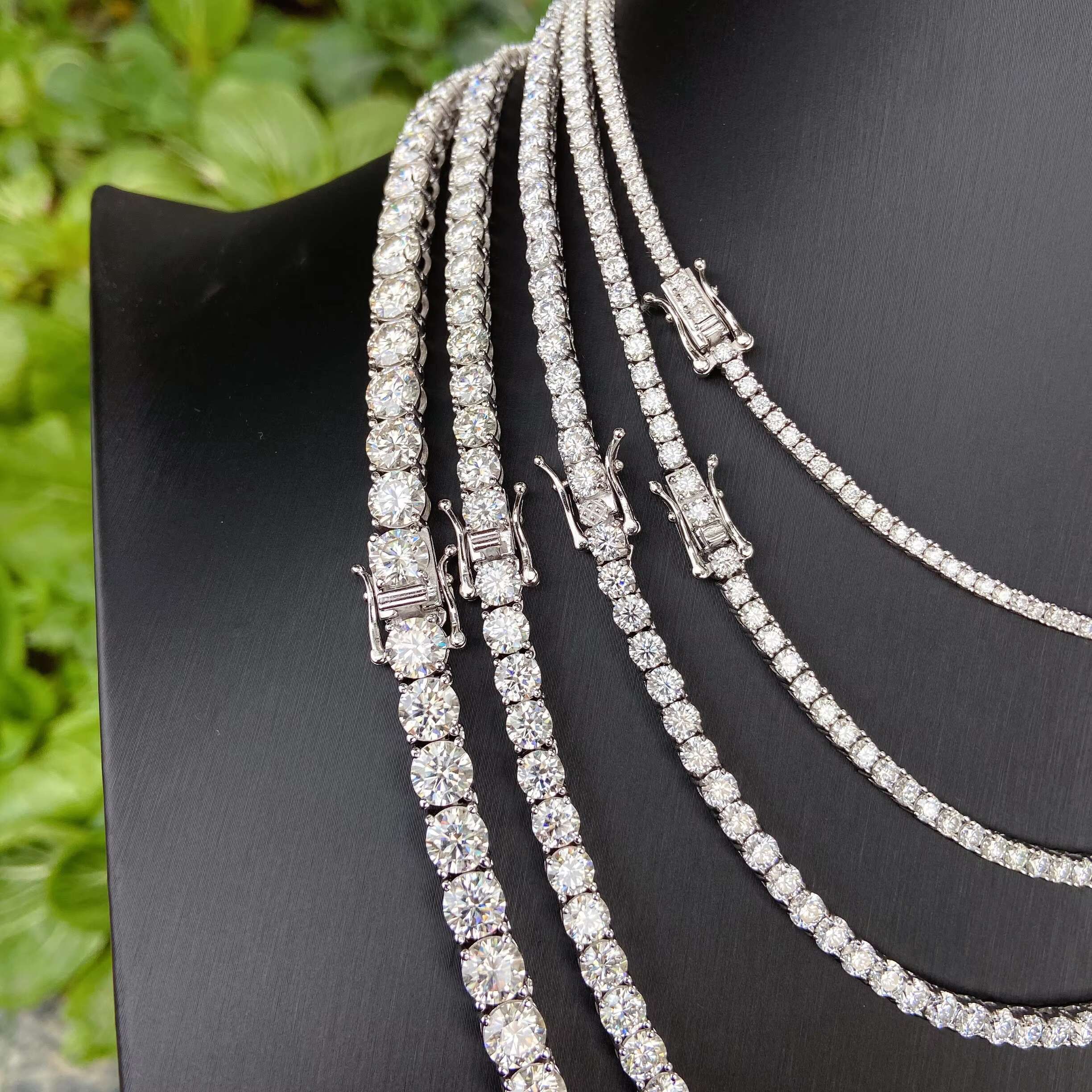 Customize 2mm 3mm 4mm 5mm 6.5mm 7mm 7.5mm 8mm Silver S925 Bracelet Necklace VVS Moissanite Diamond Luxury Tennis Chain