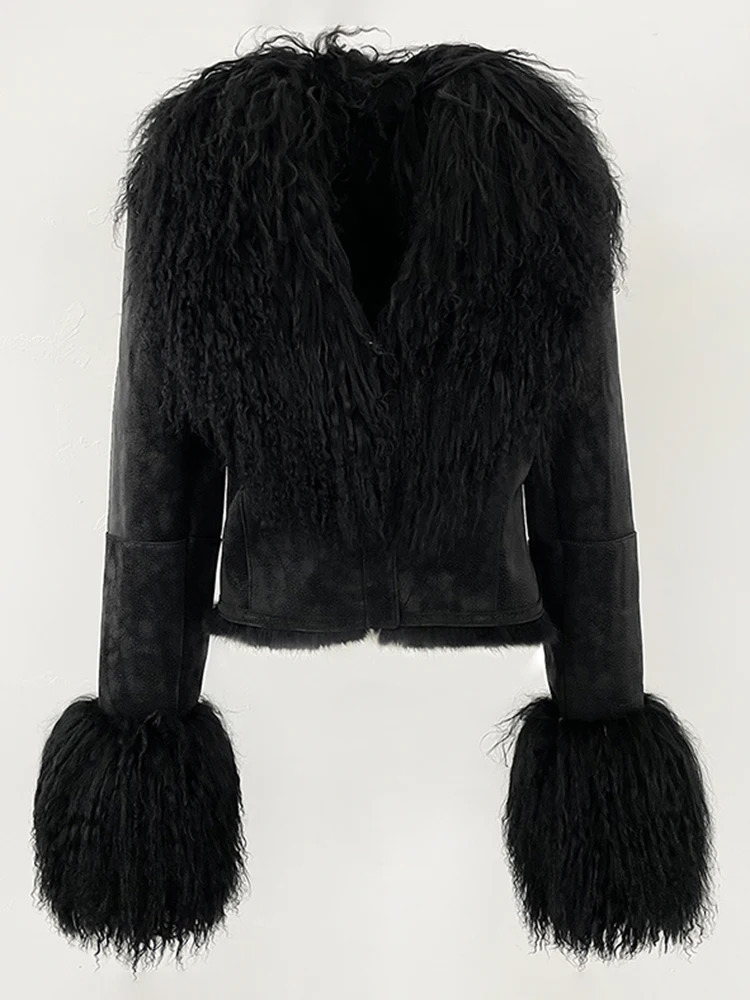 OFTBUY Natural Mongolia Sheep Fur Coat Female Autumn Winter Suede Jacket Women Fashion Short Warm Real Rabbit Liner Clothes 251110