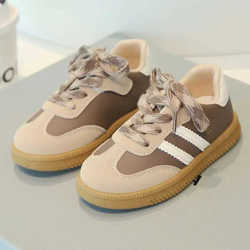 Sewing Thread Color Blocked Childrens Casual Shoes Outdoor New Fashion Kids Non Slip Soft Thick Sole Shoes Round Toe Lace UpT251110