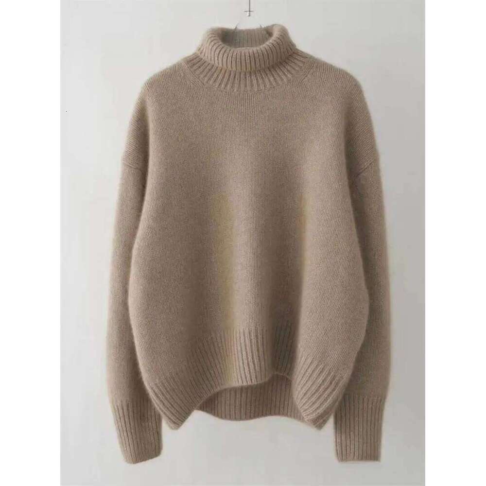 100% Wool High Neck Women's Solid Color Long Sleeved Top Autumn And Winter Fashionable Knitted Warm Pullover Sweater