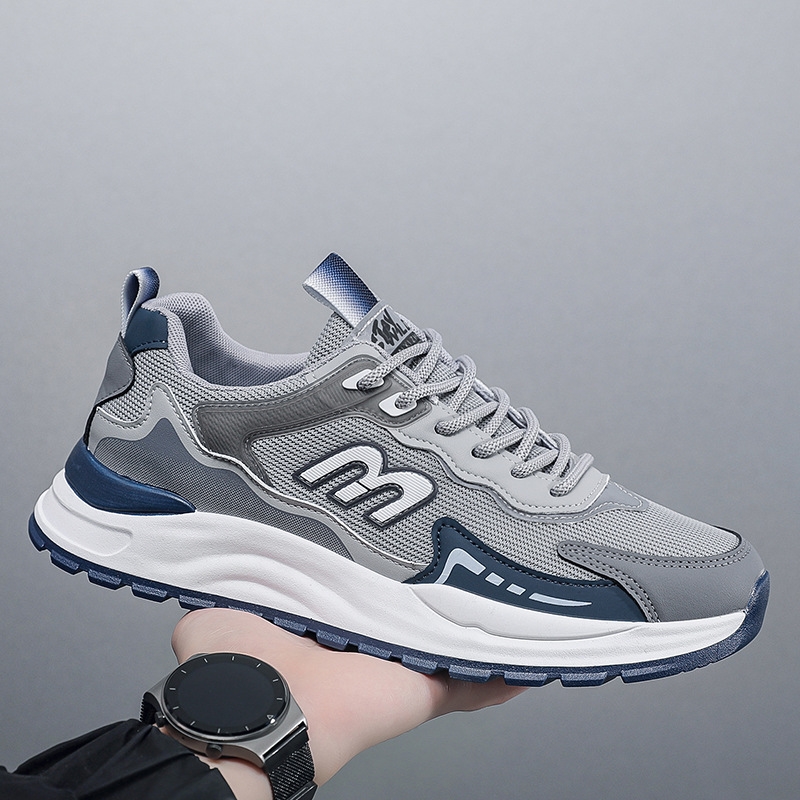 2025 new casual shoes thick sole free shipping fashion trend youth light sports men's shoes gray black large size