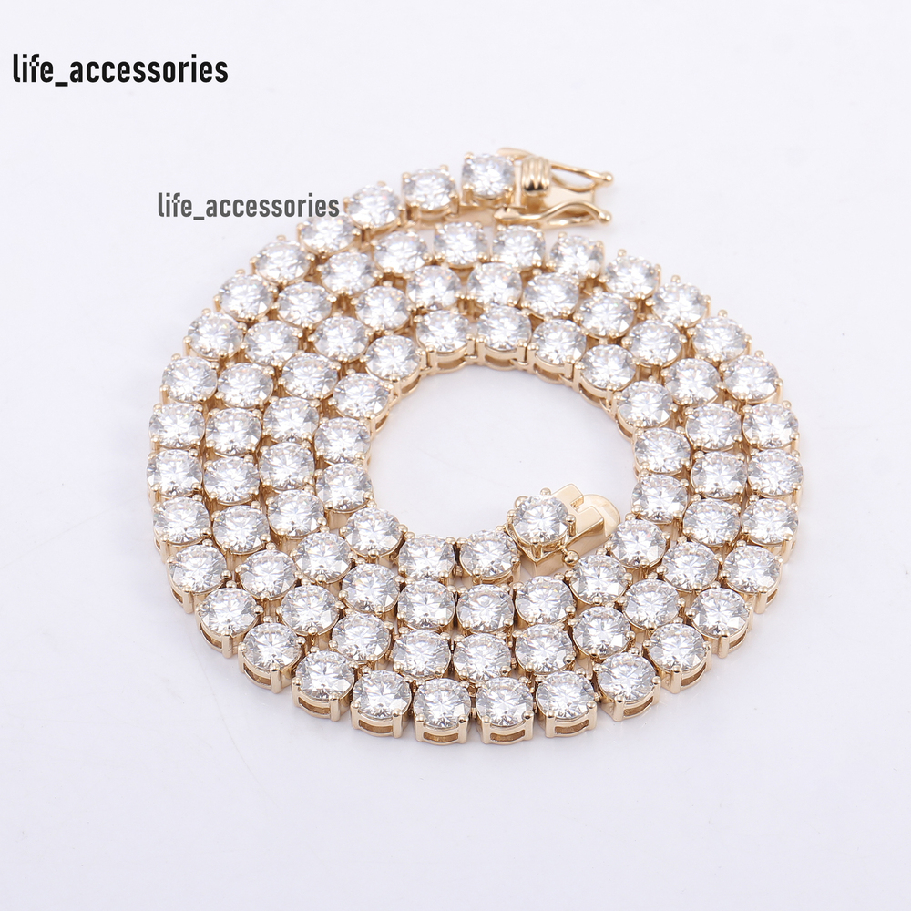 Wholesale custom size tennis original 10K gold round DEF VVS moissanite diamond hip hop tennis necklace for women tennis