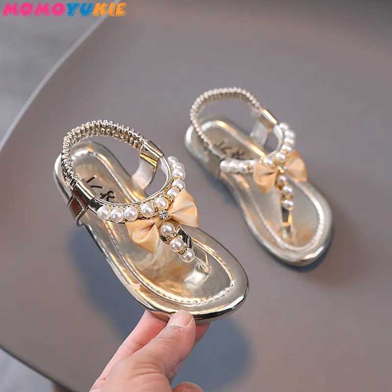 Summer Girls Shoes Beads Apartment Flip Princess Shoes Baby Shoes CHIldrens Sandals CHIldrens Wedding Shoes Pink Z250410