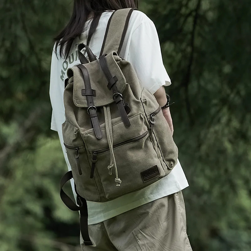 Unisex Retro travel Backpack for mountain climbing High quality canvas college student largecapacity computer backpack men 251110
