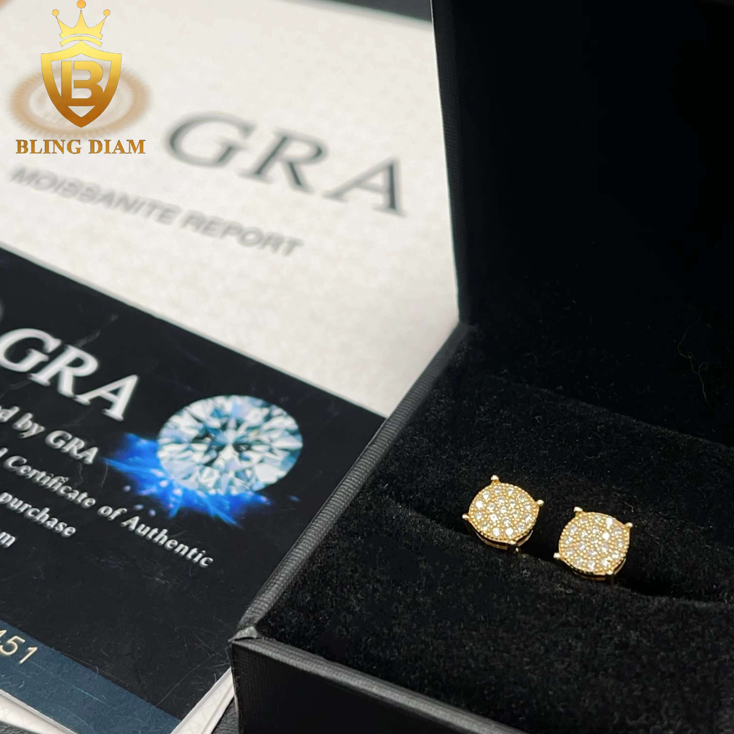 6.5mm Fashion Jewelry Stud 925 Silver Screw Back VVS Moissanite GRA Certificate Earrings Women Men